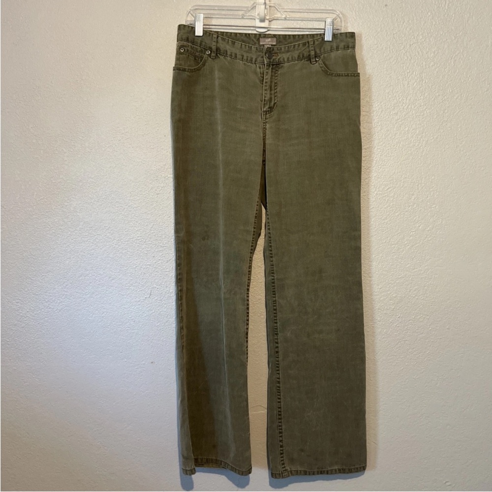 J. Jill Authentic Fit Below Waist Straight Leg Olive Green Lyocell Blend Pants